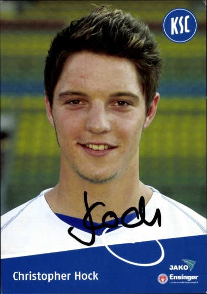 Autogrammkarte Fußballer Christopher Hock, Karlsruher SC, Autogramm
