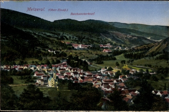 Ak Metzeral Elsass Haut Rhin, Blick auf den Ort, Reichsackerkopf