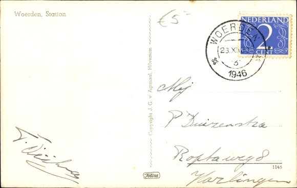 Postcard Woerden Utrecht Netherlands, Station, Park