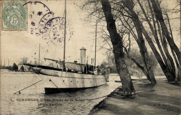 Ak Suresnes Hauts de Seine, Les Bords de la Seine et les Yachts