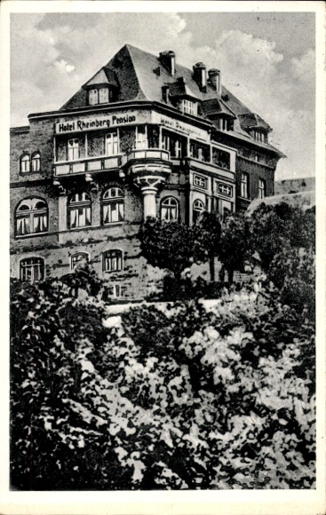Postcard Urbar am Rhein near Koblenz, Hotel Pension Rheinberg