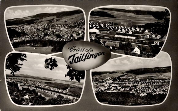 Postcard Tailfingen Albstadt in the Zollernalb district, landscape photograph, four images, 'Greetings from Tailfi...'