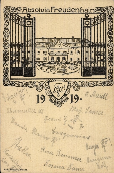 Studentika Ak Freudenhain Passau an der Donau, Absolvia 1919