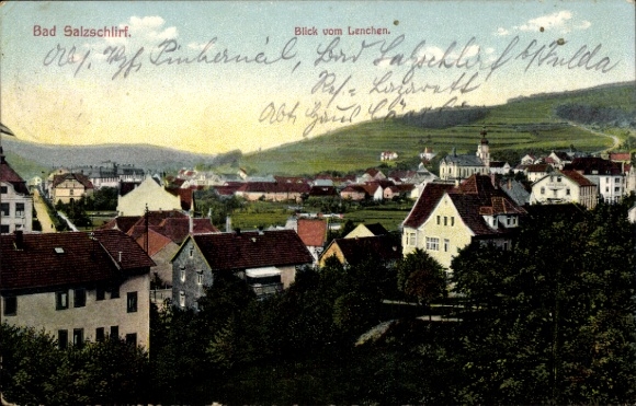 Postcard Bad Salzschlirf in Hesse, view of the village from Lenchen
