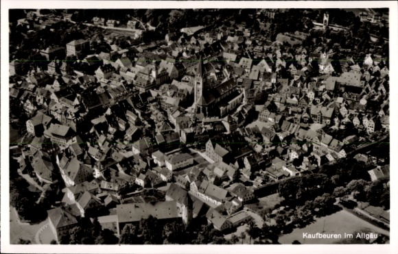 KP Neugablonz Kaufbeuren w Allgäu, widok z lotu ptaka na miasto, architektura, zielone otoczenie
