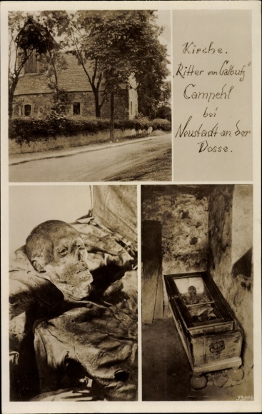 PC Campehl Neustadt Dosse, Knights of Calbutz, mummified corpse, coffin, church