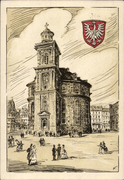 Coat of arms artist Postcard Frankfurt am Main, Paulskirche