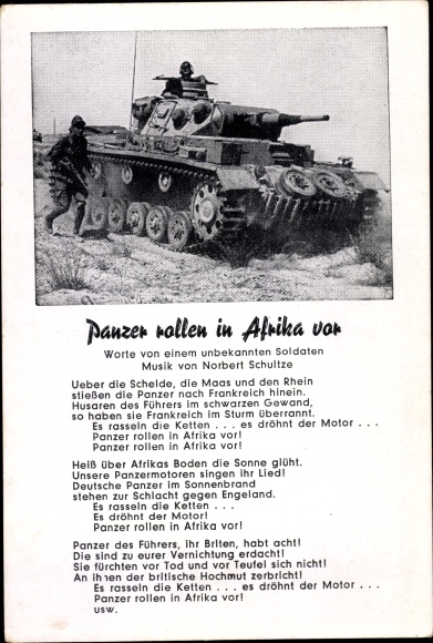 Song Postcard Panzer roll forward in Africa, Norbert Schultze, Wehrmacht