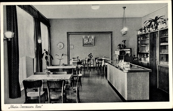 Ak Rees am Niederrhein, Gasthaus Rhein Terrassen, Innenansicht