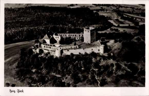 Postcard Schesslitz Scheßlitz in Upper Franconia, Giechburg, Giech Castle ruins, aerial photograph