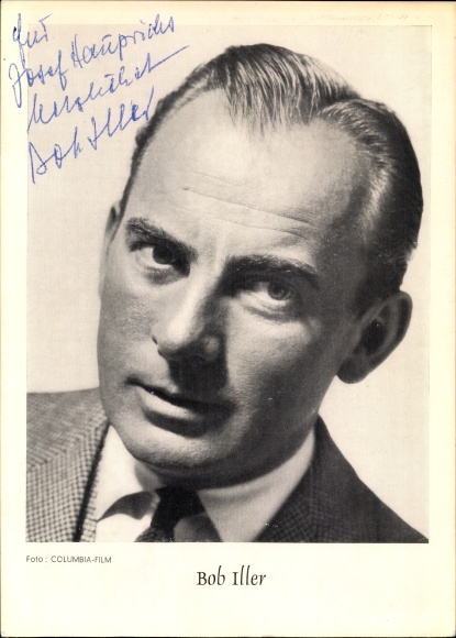 Ak-acteur Bob Iller, portret, handtekening