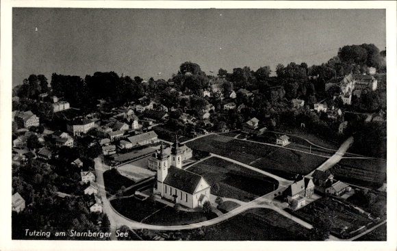 Postcard Tutzing on Lake Starnberg, Upper Bavaria, aerial photograph