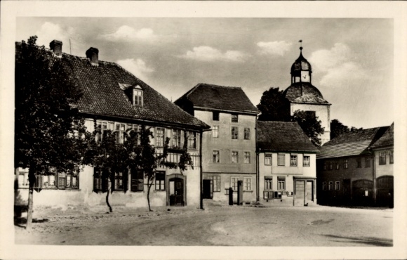 Ak Remda Rudolstadt, Blick auf den Markplatz
