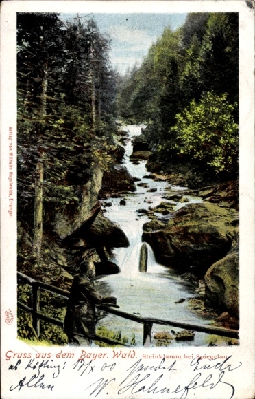 Postcard Spiegelau in the Bavarian Forest, Lower Bavaria, Steinklamm