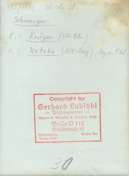 Photo boxing, heavyweight, Krüger, VP Berlin, Netuka, ATK Prague, 1952