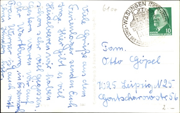 Postcard Wasungen in the Thuringian Forest, Panorama