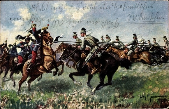 Artist PC Moralt, War of the Nations 1914 1916, cavalry attack