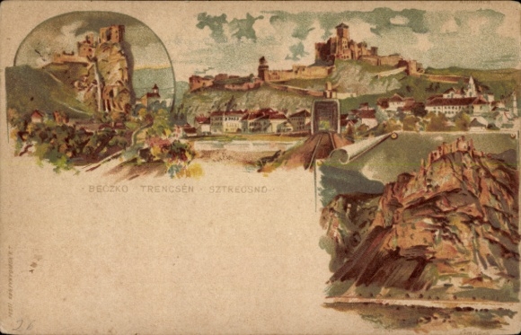 Ganzsachen Litho Trenčín Trencsén Trentschin Slowakei, Gesamtansicht