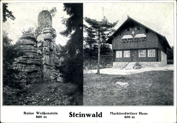 KP Waldershof w Nordgau Górnym Palatynacie, Steinwald, ruiny Weißenstein, Marktredwitzer Haus