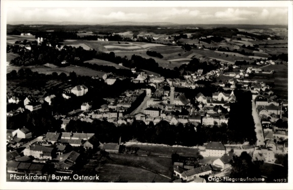 Postcard Pfarrkirchen in Lower Bavaria, aerial photograph of Bayer Ostmark, clear city view