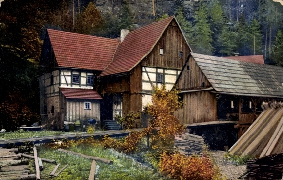 Postcard Photochromie Nenke and Ostermaier 104 No. 2230, sawmill