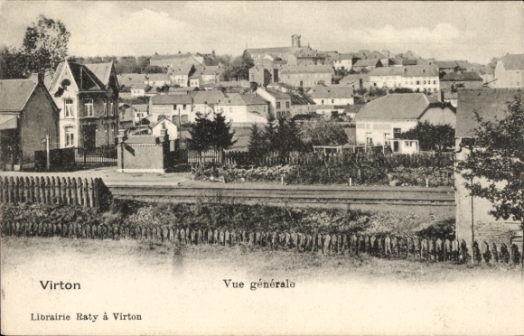 Postcard Virton Wallonia Luxembourg, Librarie Raty, general view