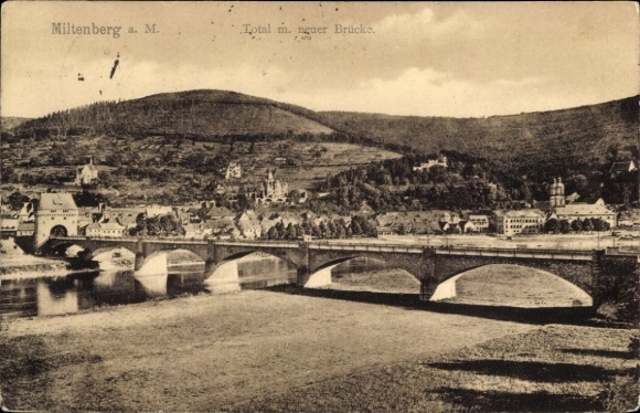 Postcard Miltenberg am Main Lower Franconia, Miltenberg am Main, new bridge, landscape, historical sites...