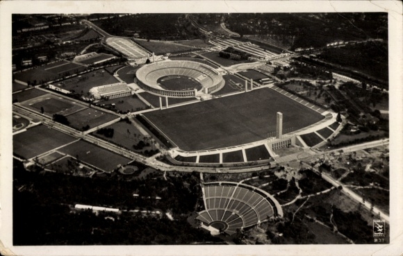 KP Berlin Charlottenburg Westend, zdjęcie lotnicze, Reichssportfeld, stadion, scena Dietricha Eckardta