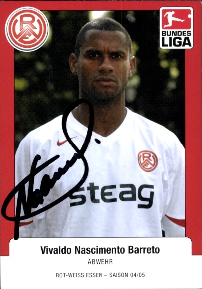 Autogrammkarte Fußballer Vivaldo Nascimento Barreto, Rot-Weiss Essen, Autogramm