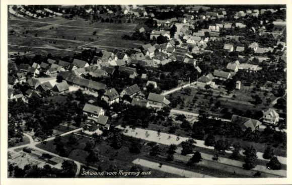 Postcard Schwann Staubenhardt in the Black Forest, aerial view of residential buildings, nature, landscape