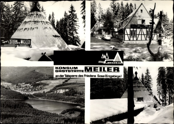 PC Sosa Eibenstock in the Ore Mountains, Meiler consumer restaurant, dam of peace, winter