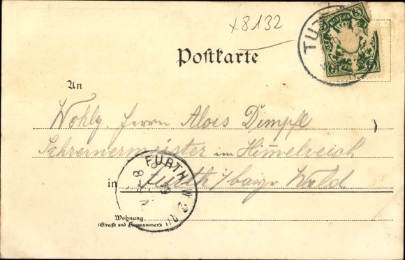 Chromo-Litho Tutzing on Lake Starnberg Upper Bavaria, hotel on the lake, saloon steamer Luitpold, long shot