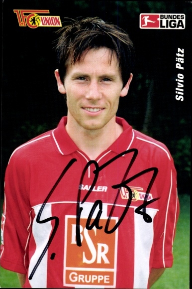 Handtekeningkaart voetballer Silvio Pätz, 1. FC Union Berlin, portret