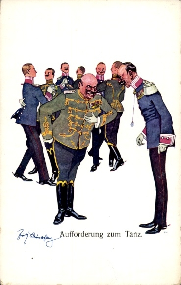 Künstler Ak Schönpflug, Fritz, KuK Soldaten, Husar, Aufforderung zum Tanz
