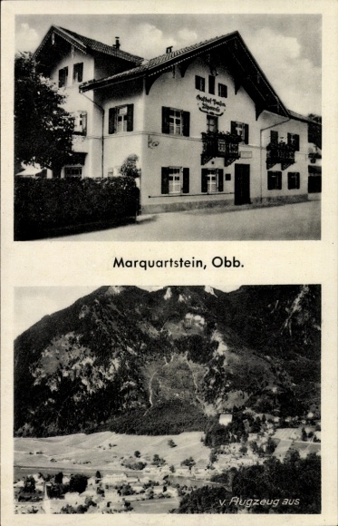 KP Marquartstein w Chiemgau Górna Bawaria, zdjęcie lotnicze, pensjonat