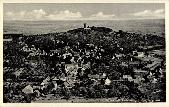 Picture of the village of Sinsheim in Baden, Steinsberg Castle, aerial photograph