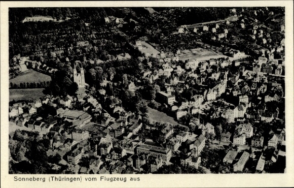 Postcard Sonneberg in Thuringia, aerial photograph