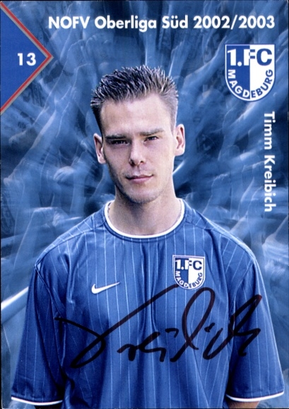 Autogrammkarte Fußballer Timm Kreibich, 1. FC Magdeburg, Autogramm