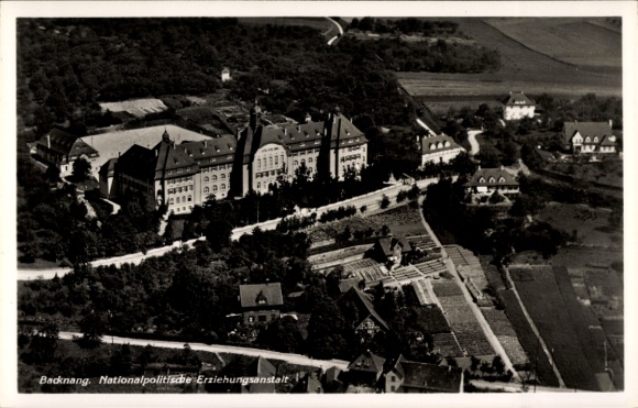 Postcard Backnang in Württemberg, aerial photograph, National Political Education Institute, Napola