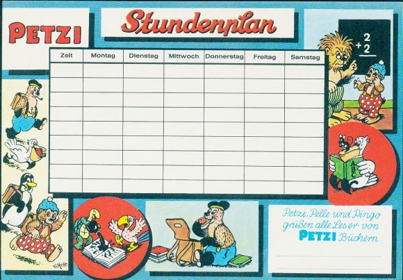 Petzi-dienstregeling, Carlsen Verlag Hamburg rond 1970