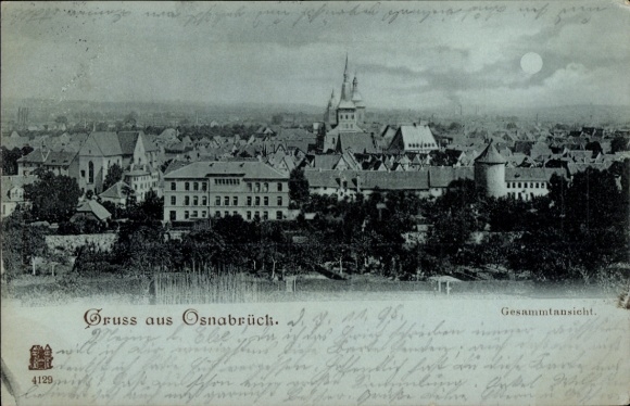 Ak Osnabrück in Niedersachsen, Gesamtansicht der Stadt, historische Gebäude, Hügel, Himmel