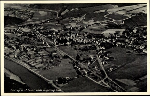 Postcard Serrig an der Saar, aerial photograph