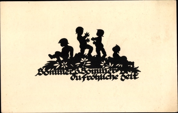 Paper cut Postcard Schwindt, AM, summer, summer, you happy time, children