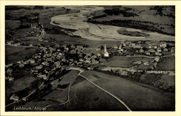 Postcard Lechbruck am See Allgäu Swabia, aerial photograph