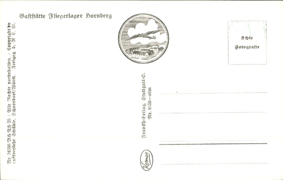 Postcard Schwäbisch Gmünd in Württemberg, Hornberg Air Base, Reich School for Gliding
