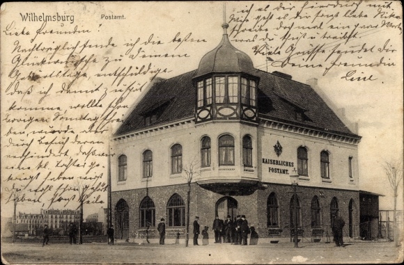 Ansichtkaart Hamburg Wilhelmsburg, keizerlijk postkantoor