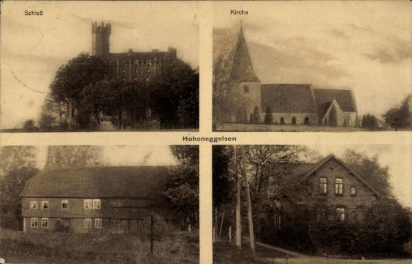 Postcard Hoheneggelsen Söhlde in Lower Saxony, castle, church, partial views