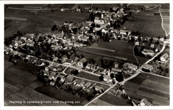 Postcard Thaining in Upper Bavaria, aerial photograph