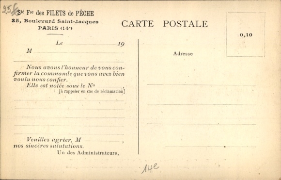 Ak Observatorium Parijs XIV, Boulevard Saint Jacques, Societe Francaise des Filets de Peche