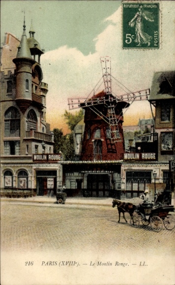 Postcard Paris XVIII. District Buttes-Montmartre, Moulin Rouge